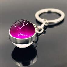 1pc New 12 Zodiac Keychain, Starry Sky Luminous Keychain, Time Stone Glass Ball Keychain, Pendant Keychain Gift - Multicolor New-4 - View 6