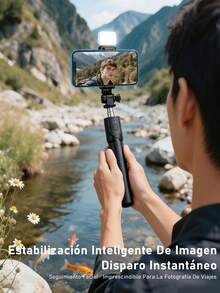 1,7 m Palo de selfie inalámbrico Bluetooth con trípode y luz de relleno LED, soporte de teléfono portátil de acero inoxidable giratorio 360°, ligero y compacto, compatible con iPhone 16/15/14/13/12/11/XS/XR/X/Plus, Galaxy S25/S24/S23/S22 Ultra y smartphones Android, incluido GoPro, adecuado para viajes, selfies, vacaciones, luz de relleno, actividades al aire libre, transmisión en vivo, vlogging, etc. - Unitalla - Ver 10