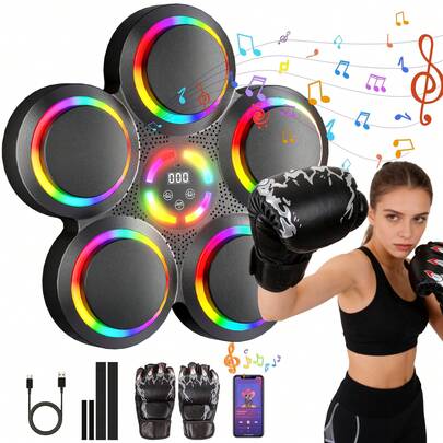 Music Boxing Machine, Boxing Wall Mount Machine For Adult, Smart Focus Punching Traineing Machine With Boxing Gloves, Boxing Workout Equipment Target For Home, Office, Gym