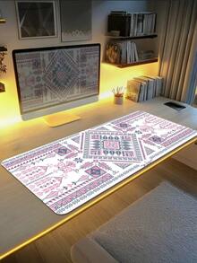 图案桌垫，适用于家庭和办公室的加长型大型鼠标垫、大型游戏鼠标垫、笔记本电脑键盘垫，底部采用防滑橡胶材质，边缘缝合加固。 - 彩色 - 查看 4