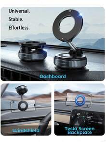 Giá đỡ điện thoại từ tính xoay 360°, có thể gập lại và kéo dài, chất liệu ABS, không chống nước, thích hợp sử dụng trong xe hơi/phòng tắm/du lịch/phòng tập thể dục/bề mặt gương nhẵn, giá đỡ điện thoại, phụ kiện xe hơi. - A - Xem 5