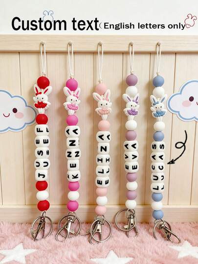 [Customized] 1pc Personalized Rabbit Keychain, Easter Decoration Gift, Customized Name, Backpack Pendant, Valentine's Day Gift