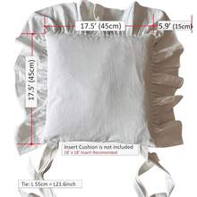 Korean Made Chair Pad Slipcover 17.5'x17.5' Chair Cushion Cover Ties With Ruffle Farmhouse Decor Covers Only, Gift For Mom (Solid White) StocFKing Stuffer - 純白色 - 查看 3