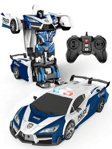 1pc Remote Control Transforming Car, Transforming Robot Toy With Remote Controller, 360° Drifting, Dynamic Lighting, Plastic Material, Button Control, Battery Powered, Suitable As Cool Christmas And Halloween Gift. 2.4Ghz Remote Control Car, One-Key Auto Transformation Robot, With Lights LED Lighting, One-Key Transformation And 360° Rotation Drift, Transforming Toy For Children 5-6-7-9+ Years Old Boys/Girls, A Birthday Surprise Gift And Christmas Gift - Multicolor - View 2