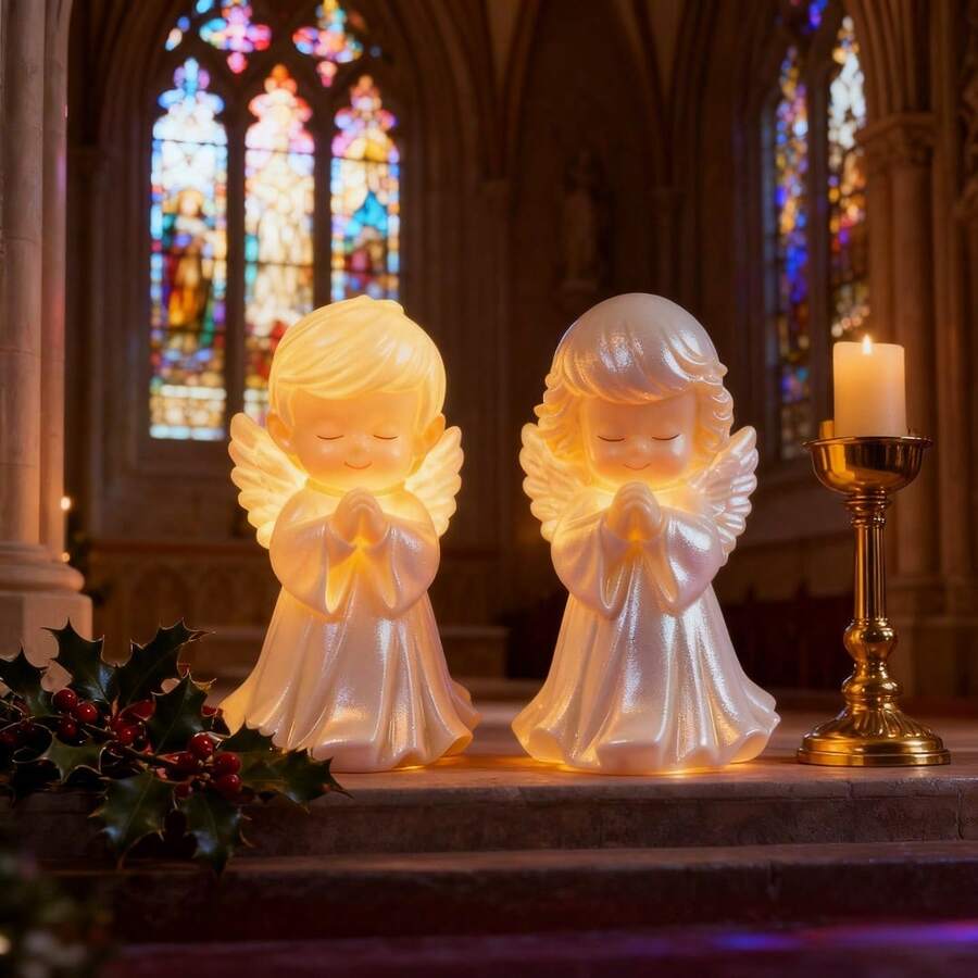Conjunto de 2 moldes de silicone reutilizáveis em formato de anjo rezando, ideais para resina epóxi, fabricação de velas, artesanato em argila e gesso, lembrancinhas de casamento, decorações de Páscoa e Ramadã, compatíveis com resina, cera, argila e gesso (formato assimétrico).