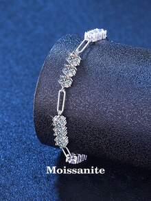 BLOVEMEE 1条奢华925纯银4.5克拉莫桑石手链，适合女性日常佩戴、派对、节日、情人节、母亲节、圣诞节、万圣节、结婚纪念日等场合，是馈赠佳品。 - 銀色 - 查看 5