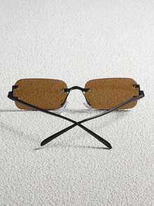 男士无框时尚眼镜，理想的夏季户外休闲配饰，送给朋友的完美礼物，复古配饰，沙滩配饰，夏季海滩度假和户外旅行必备 - 黑框茶片 - 查看 5