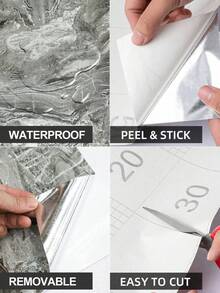 1roll Glossy Marble Wallpaper Peel And Stick Kitchen Counter Top Covers Gery Contact Paper For Countertops Waterproof Laminate Renter Friendly Countertop Vinyl Wrap Marble Table Desk - Multicolor - View 9