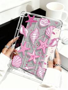 粉色海洋元素平板电脑保护套，兼容 Air 11 英寸 M3 2025 / M2 2024、Air 第五代 2022、(A16) 11 英寸第十一代 2025，兼容三星 Galaxy Tab、Kindle Paperwhite 第十二代 2024，透明背壳，时尚图案保护套，具备自动休眠和唤醒功能，气囊保护，适合作为礼物和办公用品。 - 彩色 - 查看 5