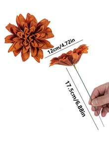 5 PIEZAS Flores artificiales de dalia simuladas de color champán con tallo, flores artificiales de seda, adecuadas para decoración del hogar, centro de mesa de comedor de primavera, centro de decoración de jardín al aire libre, fiestas, regalos, flores de muñeca de novia, decoración del Día de San Valentín y Día de la Madre, decoración de ramo de boda DIY y corona de flores - naranja - Ver 3