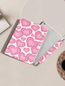 Pink Heart Shape Protective Case Compatible With IPad Air 4/5 10.9 Inch, IPad 7/8/9th 10.2 Inch, IPad 10th Generation,With Built-In Pencil Slot,Supports Automatic Sleep/Wake Lid,Compatible With Samsung Tab S6 10.4 Inch, Tab A9 11 Inch, Kindle Paperwhite 12th Gen 2024,Ins Glitter Style Case, Valentine's Day, Valentine's Day Gifts - Multicolor - View 3