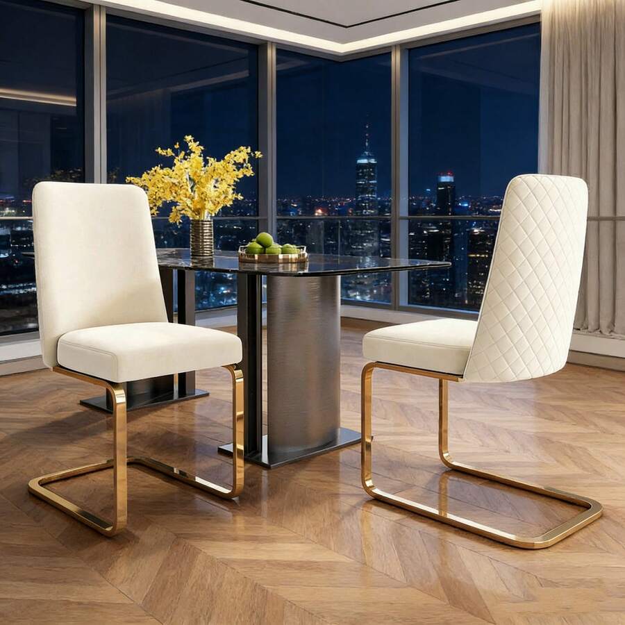 Dining Chairs - Beige + Velvet-1 - View 1