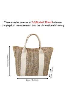 Personalized Retro Woven Tote Bag, Multifunctional Shoulder Woven Bag For Commuting. Waterproof Shopping Bag, Storage Bag And Travel Bag, Made Of Linen Material. Customizable Name Tote Bag Gift, Suitable For Weddings, Birthdays, Beaches And Holidays, Perfect For Bridesmaids, Students And Beach Outings! - Multicolor - View 4