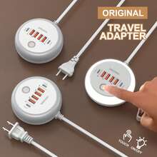 Cargador USB de 50W con múltiples puertos, regleta de enchufes, cargador de viaje de carga rápida para iPhone, , , adaptador de carga rápida para teléfono - KR blanco - Ver 7