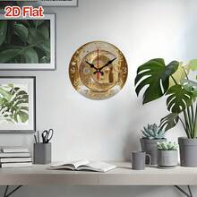 1pc 2D Flat Wall-Mounted Clock Decoration, 10inch Islamic Arabic Silent Wall Clock - Moon And Lantern, White Wooden Coated Round Clock, Gold Hands And Black Arabic Numerals Wooden Round Wall-Mounted Clock, Wooden Round Decorative Clock With Numerical Display, Suitable For Home Decoration, Holiday Gift (Batteries Not Included),Wall Decor,Room Decor,Home Deocr,Reloj De Pared - Multicolor/10in/25cm - View 8