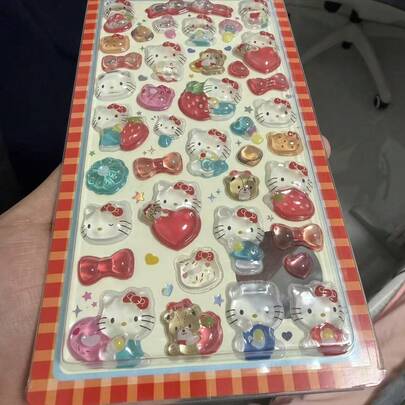 1张儿童动漫卡通3D贴纸，可爱动物猫咪贴纸，DIY手工3D贴纸，适用于DIY手机壳、DIY贴纸笔记本、DIY手工、笔记本电脑、礼品包装、派对装饰，完美的节日礼物，送给粉丝和朋友的礼物，返校礼物（款式随机）