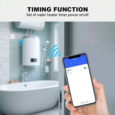 1 个 Zigbee 智能热水器开关，ChevoLink 40A 8000W 大功率墙壁开关，适用于电热水器和锅炉，型号 DS-101DZN，带 9mm 超薄钢化玻璃面板，需搭配 Zigbee 网关使用，兼容 Alexa、Yandex、Alice、Genie、Tuya 和 Smart Life 等智能家居平台，支持 APP 远程定时倒计时，欧标 100-240V，黑白配色。