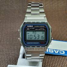 Casio Reloj digital retro para hombres A158WA-1, con correa de acero inoxidable, función de alarma y cronógrafo, regalo ideal para hombres - Gris - Ver 4