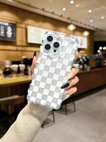 Plaid Painted Braided Wavy Edge Minimalist High-End TPU Painted Anti-Fall Phone Case Compatible With IPhone 17pro/17Air /17/17promax 16/11/16pro/16plus/16promax/16e/15Promax/13/14/12/XS/XR/7G/8PXR /7/8, Painted Compatible With IPhone 15Promax, 13, 14, Soft Shell P12 Anti-Fall X, Braided Wavy Edge 12/14 Painted TPU Anti-Fall Soft Shell Phone Case - Multicolor - View 4