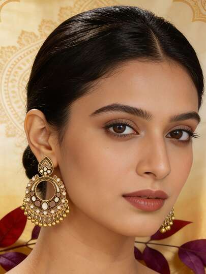 一对优雅复古风水滴耳环，精致的油滴装饰铃铛流苏耳环，适合女性日常或派对佩戴，节日珠宝配饰