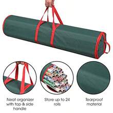 Organizador de Papel de Regalo ProPik, Paquete de 2 Unidades, Almacena hasta 48 Rollos de 40 Pulgadas de Largo, Material Oxford 600D Resistente, con Asas y Laterales Res, Color Verde - Verde - Ver 1