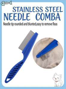 4pcs Blue Pet Grooming Set - Cat/Dog Deshedding Brush, Bathing Massage Glove, Flea Comb, Furniture Scratching Pad - Multicolor - View 4