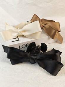 1pc Elegant Bow Hair Clip, Delicate Bowknot Hair Accessory With Sharp Hook Clasp, Suitable For Braids, Buns, Ponytails, Updos, Available In Solid Colors: Black, Red, White, Beige, Brown, Navy, Burgundy, Suitable For Formal And Casual Occasions, Fashionable And Versatile Bow Hair Clip, Hair Clip, Hair Accessory, Head Accessories, Hair Accessories For Women - Multicolor - View 7