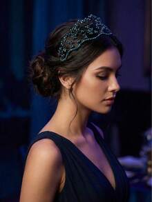 开斋节波西米亚风手工水晶串珠发箍，仙女风绕线发圈，优雅新娘婚礼派对舞会头饰（女士款） - 彩色 - 查看 5