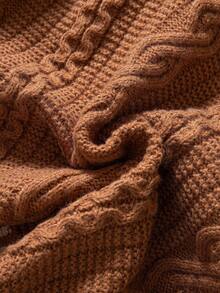 Men's Collegiate Style Cable Knit V-Neck Sleeveless Sweater Vest - Brown - View 5