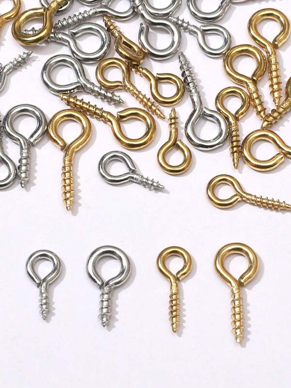 10/100pcs Stainless Steel Small Screw Eyelets For Jewelry Making And DIY Crafts, Mini Screw Eyelets For Art Projects, Beadwork, And Pendants, And Micro Eyelet Hooks For Crafts