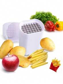 1pc, Cucumber Strip Cutting Machine, Manual French Fries Cutting Machine, Creative Fruit Splitter, Vegetable Splitter, Fruit Chopper, Kitchen Vegetable Chopper, Onion Chopper, Fruit Shredder, Potato Shredder, Fruit Paper Cutter, Vegetable Chopper, Kitchen Tools - White - View 10