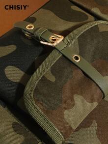 Original New Product Camouflage Green Tote Bag With Color Contrast Splicing Large Capacity Tote Bag Sports Bag Multi Pocket Tote Bag Travel Bag Shoulder Bag, Valentine's Day Halloween Christmas Gift Suitable For Work, Vacation, Travel, Shopping, Daily Party Activities Music Festival Autumn/Winter Edition - 迷彩綠 - 查看 5