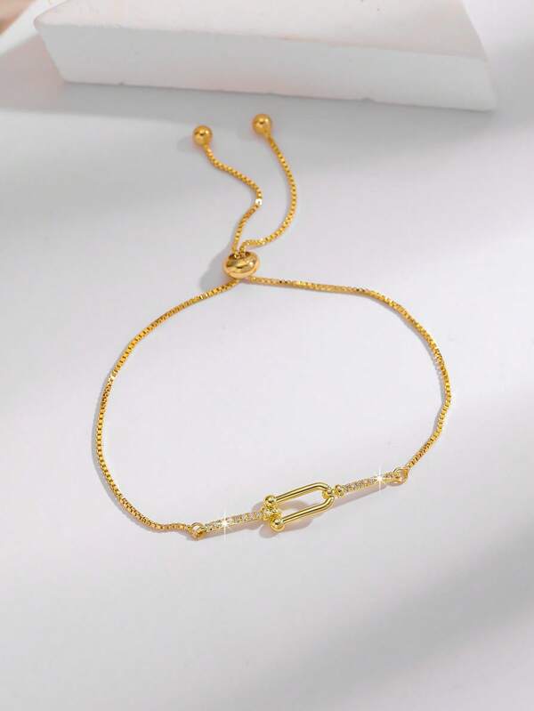 1 Peça Pulseira de Corrente com Zircônia Cúbica Cintilante, Elegante e Minimalista, Presente da Moda para Mulheres, Meninas, Festa, Formatura, Namorada, Aniversário