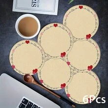 2pcs/4pcs/6pcs Red Heart Shaped Silicone Placemats, Valentine's Day Style Pattern, Holiday Gift, Decorations, Suitable For Dining Table, Coffee Bar, All Season, Washable, Tabletop Decor, Coasters, Draining Mats, Kitchen Dining Mats, Indoor/Outdoor Party Decorations, Home Decor, Ideal Gift - Multicolor - View 11