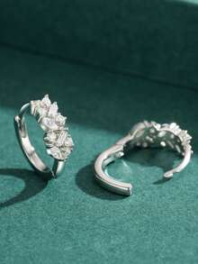 1pair Fashion 925 Sterling Silver Shining Irregular Cubic Zirconia Elegant Earrings For Women Wedding Engagement Jewelry Gift - Silver - View 4