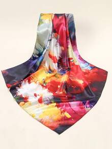 1pc Women's 2026 Spring/Summer Fashion Riverside Oil Painting Digital Print 90*90cm Bandana Head Scarf, Casual Versatile Headband, Multifunctional Headwear, Suitable For All Seasons - Multicolor - View 3