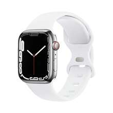 1条男女通用硅胶运动表带，兼容 38mm 40mm 41mm 42mm 44mm 45mm 46mm 49mm，舒适透气，适用于Series 11 10 9 8 7 SE3 6 5 4 3 2 1 Ultra 3/2/1，适合日常佩戴和健身，智能手表表带配件，送给男士、女士和朋友的绝佳礼物，休闲运动表带，兼容，替换表带。 - 白色 - 查看 11