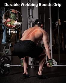 MANUEKLEAR Non-Slip Wrist Straps For Weightlifting Deadlifting, Gym Lifting Straps With D Rings For Cable Machine Workout, 10mm Neoprene Padded Weight Lifting Wrist Wraps For Men Women - Green - View 5