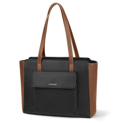 NEWHEY Fashionable Tote Bag, Unisex High-Quality PU Leather Large Capacity Work Tote Bag With Zipper, Waterproof, Elegant Handbag, Anti-Theft Wallet, Travel, Casual, Business, Lightweight