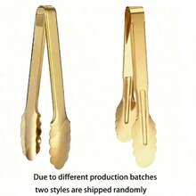 1/2pcs Champagne Golden Stainless Steel Serving Tongs, 9 Easy Grip - Buffet & Parties - 彩色 - 查看 5