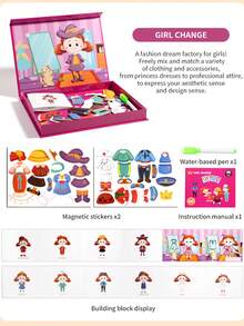 Caja temática 5 en 1: Rompecabezas magnético para niños | Juguete de viaje portátil | Juego de mesa familiar | Herramienta educativa preescolar | Bordes redondeados | Cultiva el enfoque y la coordinación mano-ojo, regalo de juguete exquisito - Rompecabezas - Ver 15