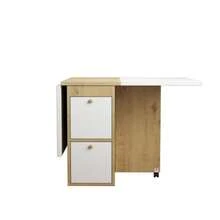 Dining Table Set (With Dining Table, 4 Chairs), Folding Dining Table, 120*80*75cm, Extendable Dining Table, Multifunctional Extendable Dining Table, Dining Chairs, White + Oak - White+Original Wood Color - View 9