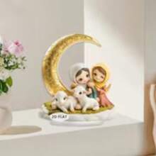 1 Peça Decoração de Mesa Acrílica para o Ramadã - Design de Lua Crescente Dourada e Palmeira com Bênçãos Árabes, Decoração Muçulmana Personalizada para o Eid, Festas e Comemorações, Sem Necessidade de Eletricidade - Multicolorido - Visão 12