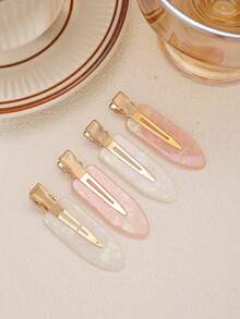 4个美人鱼造型醋酸纤维无缝发夹，侧刘海夹，女士发饰，隐形发夹 - 彩色 - 查看 5