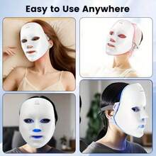 Aedwdpe LED Face Mask 7-Color Light Beauty Device, USB Rechargeable, Suitable For Daily Home Facial Use - Facial Skincare Accessory - 白色 - 查看 8