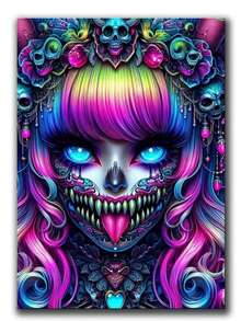 神秘哥特式女尸 5D 钻石画套装，成人款，全钻水晶水钻刺绣工艺套装，家居墙面装饰礼品 - 彩色 - 查看 1