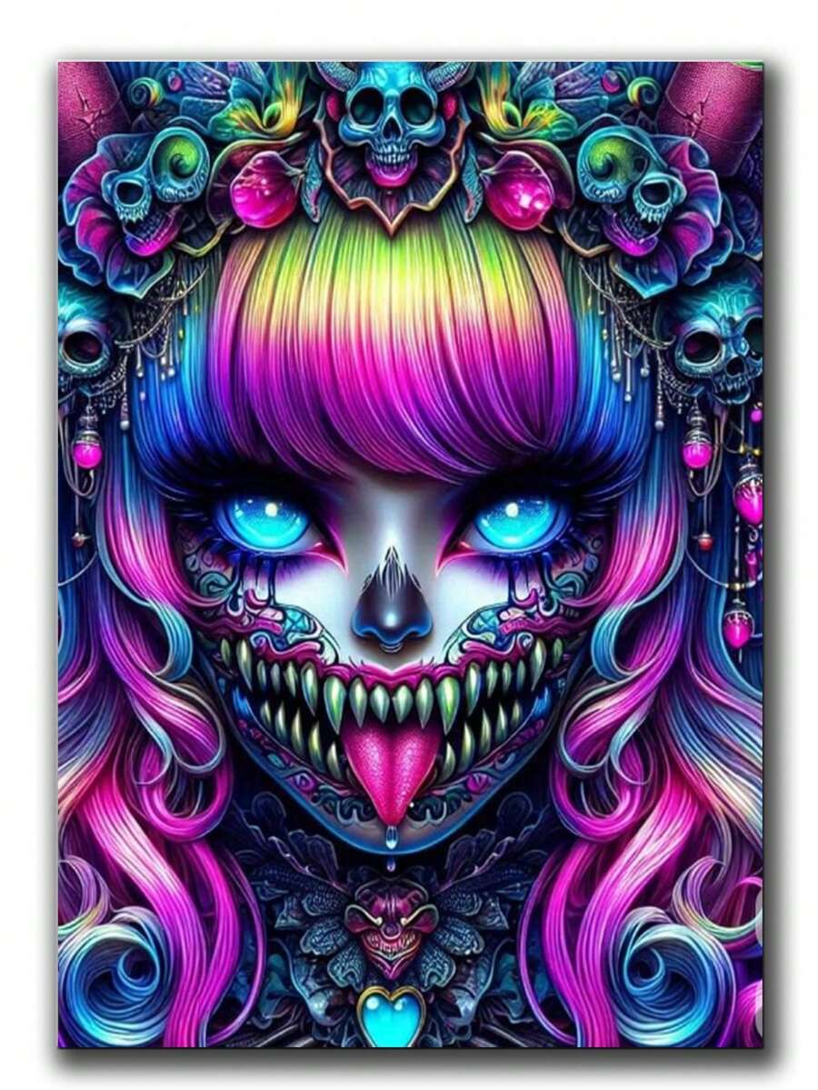 Bộ tranh đính đá 5D hình cô gái xác chết bí ẩn theo phong cách Gothic dành cho người lớn, tranh nghệ thuật đính đá, bộ dụng cụ thêu đá pha lê toàn bộ, thích hợp trang trí nhà cửa và làm quà tặng. - Nhiều màu - Xem 1