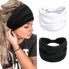 2 Packs Headbands For Women Boho Extra Wide5.5'' Black Head Bands African Knotted Non Slip Fashion Hair Band Stretch Yoga Workout Running Gym Hairbands Turban Bandana For Girls - Multicolor - View 16
