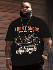 Plus Size Men's Casual Round Neck T-Shirt, Polyester Knit Fabric, Comfortable & Breathable, Fashion Casual Street Style " Motorcycle" Graphic Print, Casual Street Design Fresh Series, Novelty Personalized Top - Multicolor - View 1