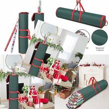 Organizador de Papel de Regalo ProPik, Paquete de 2 Unidades, Almacena hasta 48 Rollos de 40 Pulgadas de Largo, Material Oxford 600D Resistente, con Asas y Laterales Res, Color Verde - Verde - Ver 3